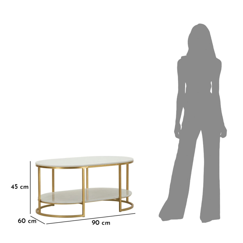 Tavolino VKH791, Oro, Metallo, 90x60x45 cm