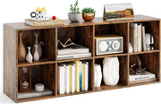 Libreria a 8 scomparti, scaffale autoportante con 2 fusibili ribaltabili, utilizzabile verticale/orizzontalmente, per soggiorno, studio, camera da letto, 121,5 x 29 x 61 cm (marrone)
