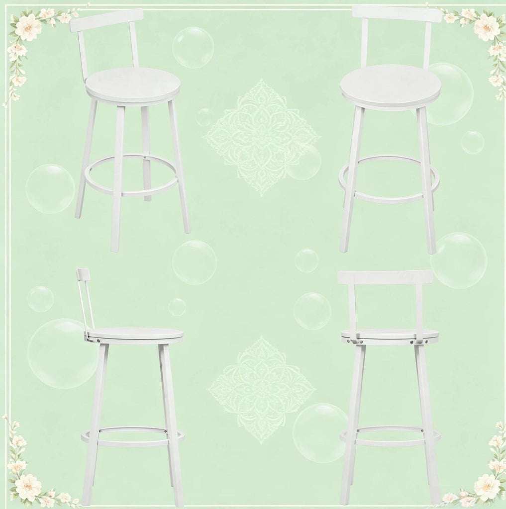 Set di 2 sgabelli da bar bianchi con schienale in MDF