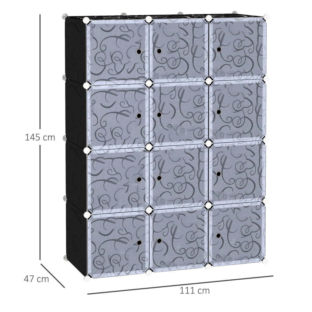 Armadio a cubi con 2 grandi e 9 piccoli moduli ¨C zephmum ¨C nero 111x47x145 cm