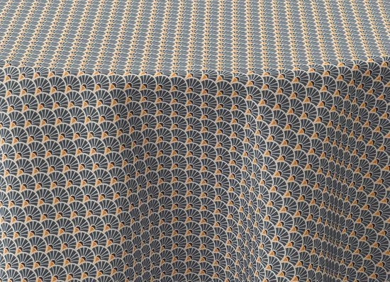 Tavolo con tovaglia di protezione in stile pappagallo, colore antracite grigio, diametro circa 160 cm