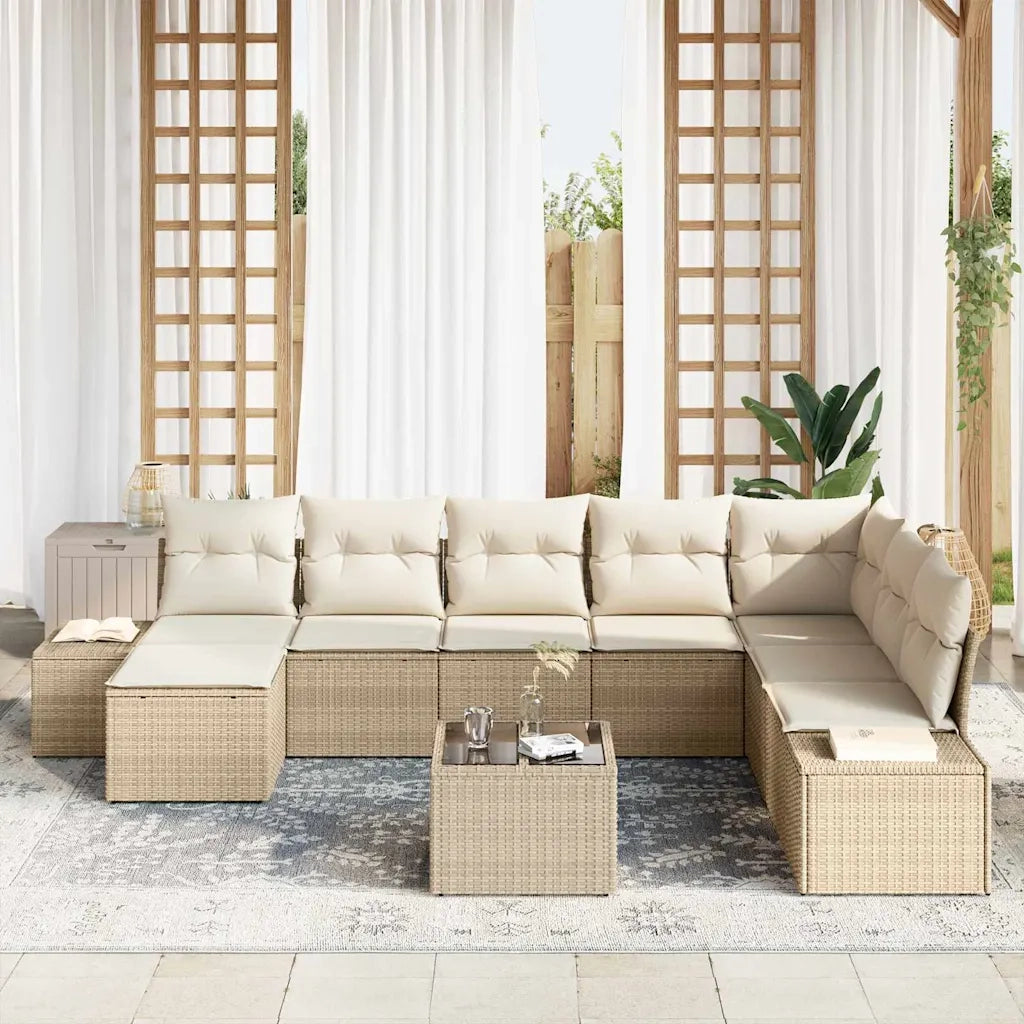 Set Divano da Giardino 8 pcs Beige e Crema polyrattan 3355860