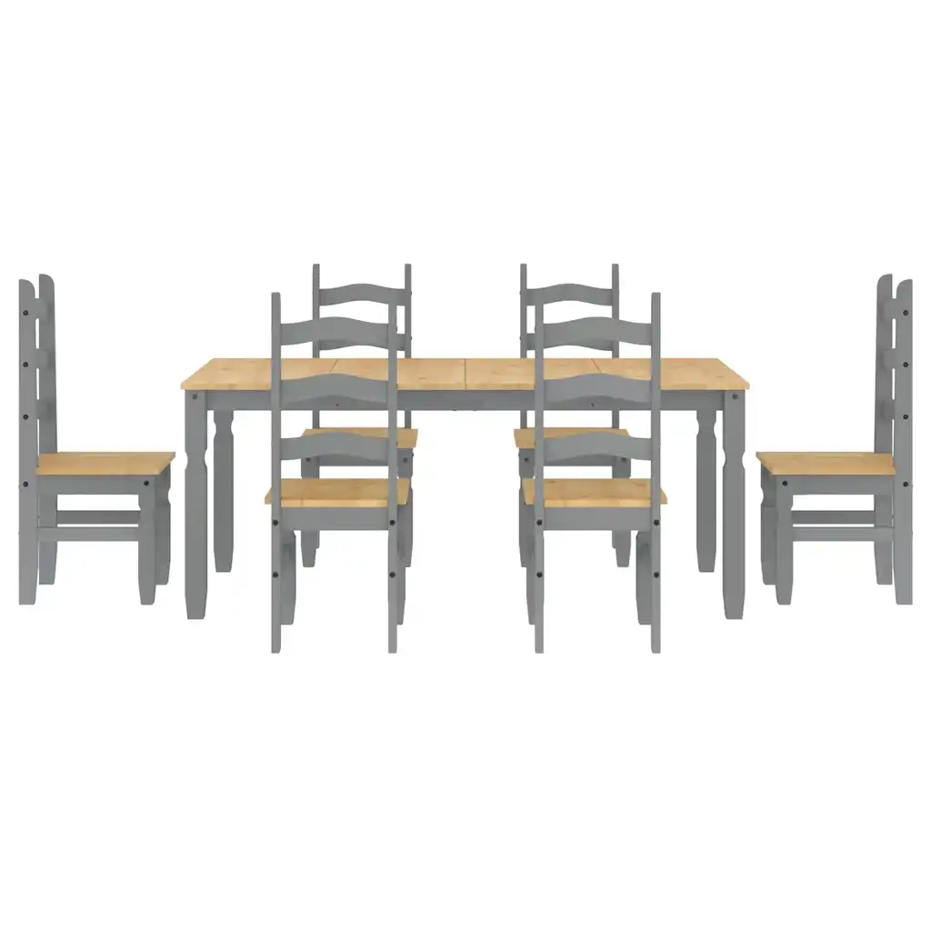 Set da Pranzo 7 pz PANAMA Grigio in Legno Massello di Pino 3345213