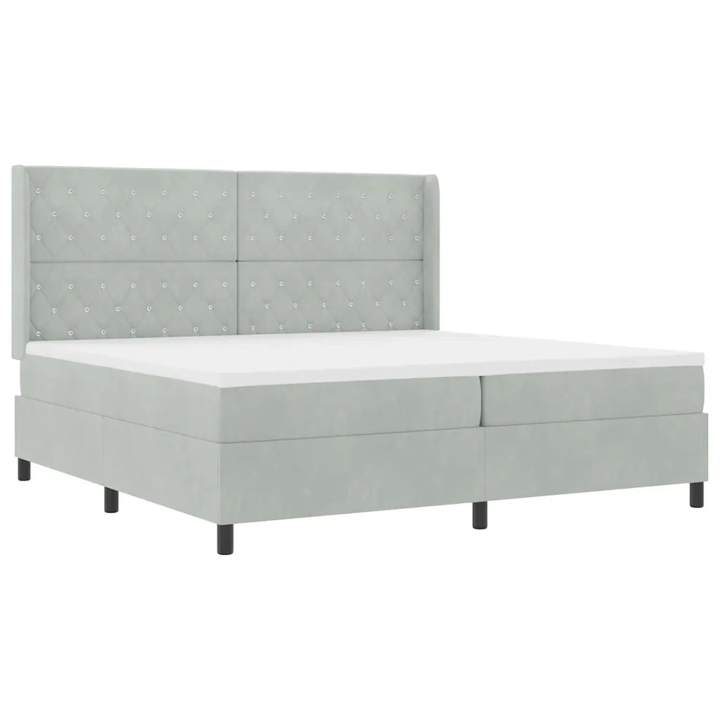 Letto a molle con materasso Grigio chiaro 200 x 200 cm Velluto