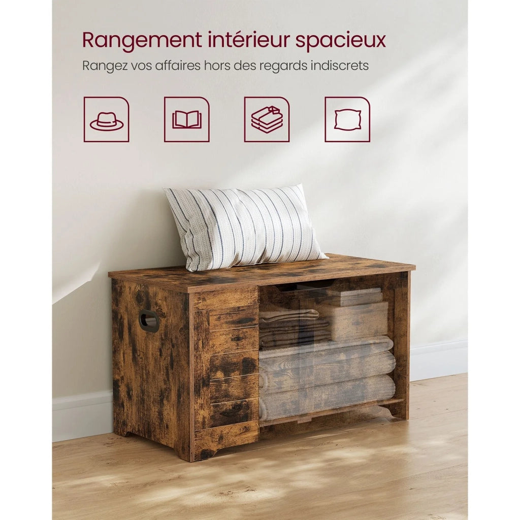 Cassapanca portaoggetti da interno scarpiera pouf panca portaoggetti per bambini con cerniere di sicurezza stile moderno 100 x 40 x 46 cm marrone 12_0005146
