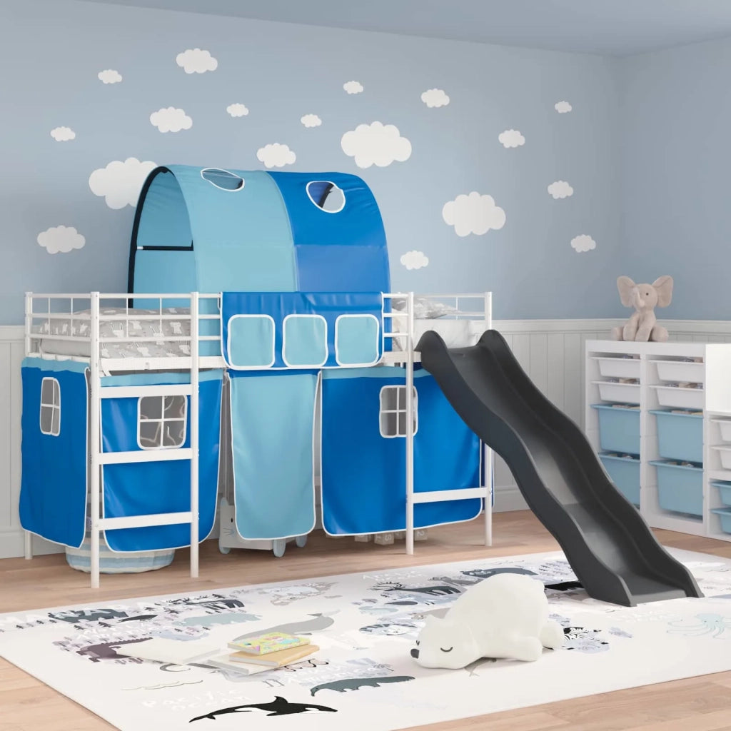 Struttura del letto loft per bambini Bianco e Blu 90 x 190 cm