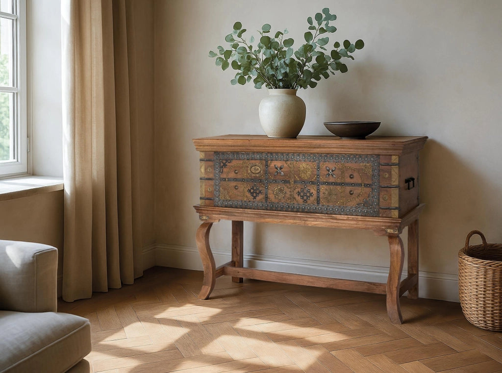 Tavolo consolle antico in legno di mango