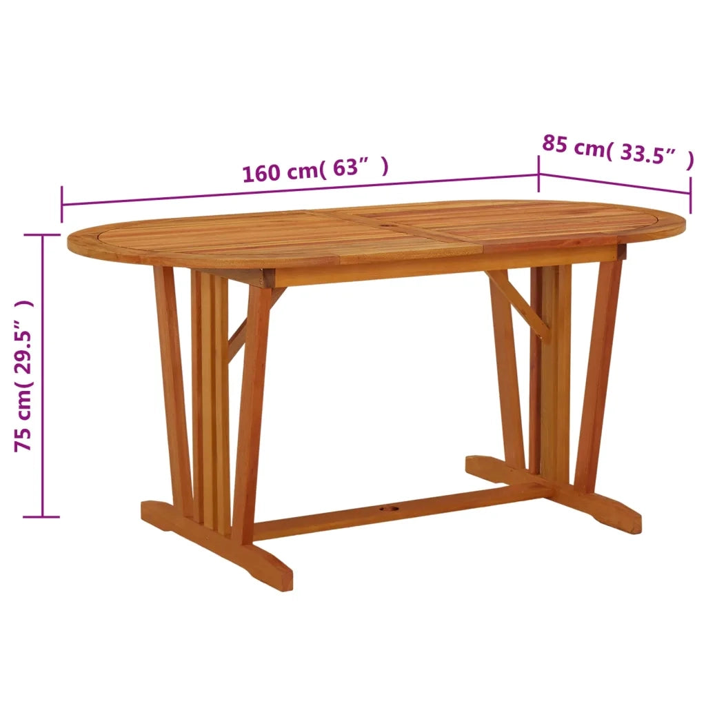 Tavolo da Giardino 160x85x75 cm in Legno Massello di Eucalipto cod mxl 34215