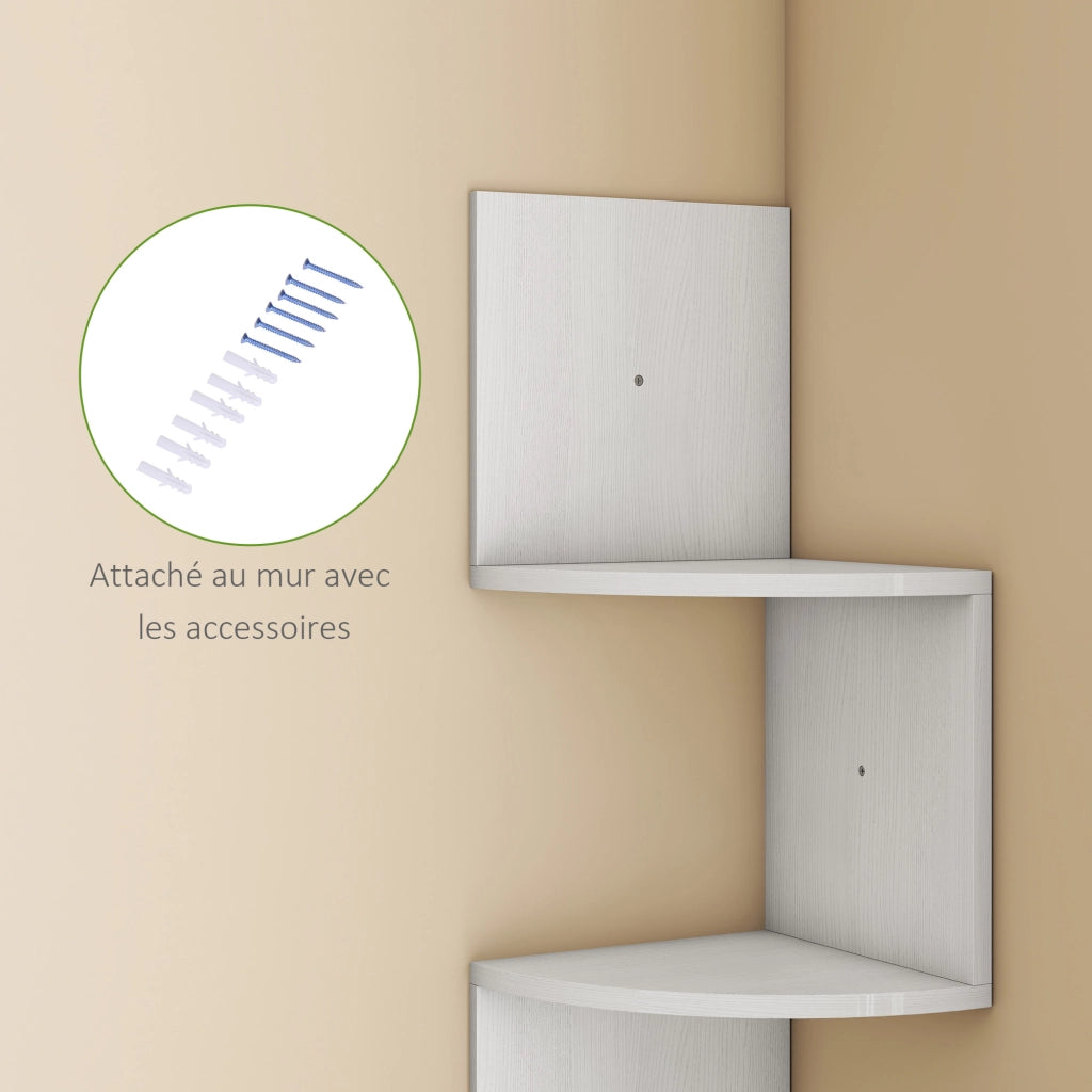 Libreria angolare a muro 5 livelli ¨C zephmum ¨C bianco 20x20x126 cm