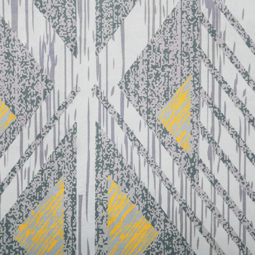 Tappeto grigio con motivo geometrico a pelo corto in poliestere giallo 160 x 230 cm