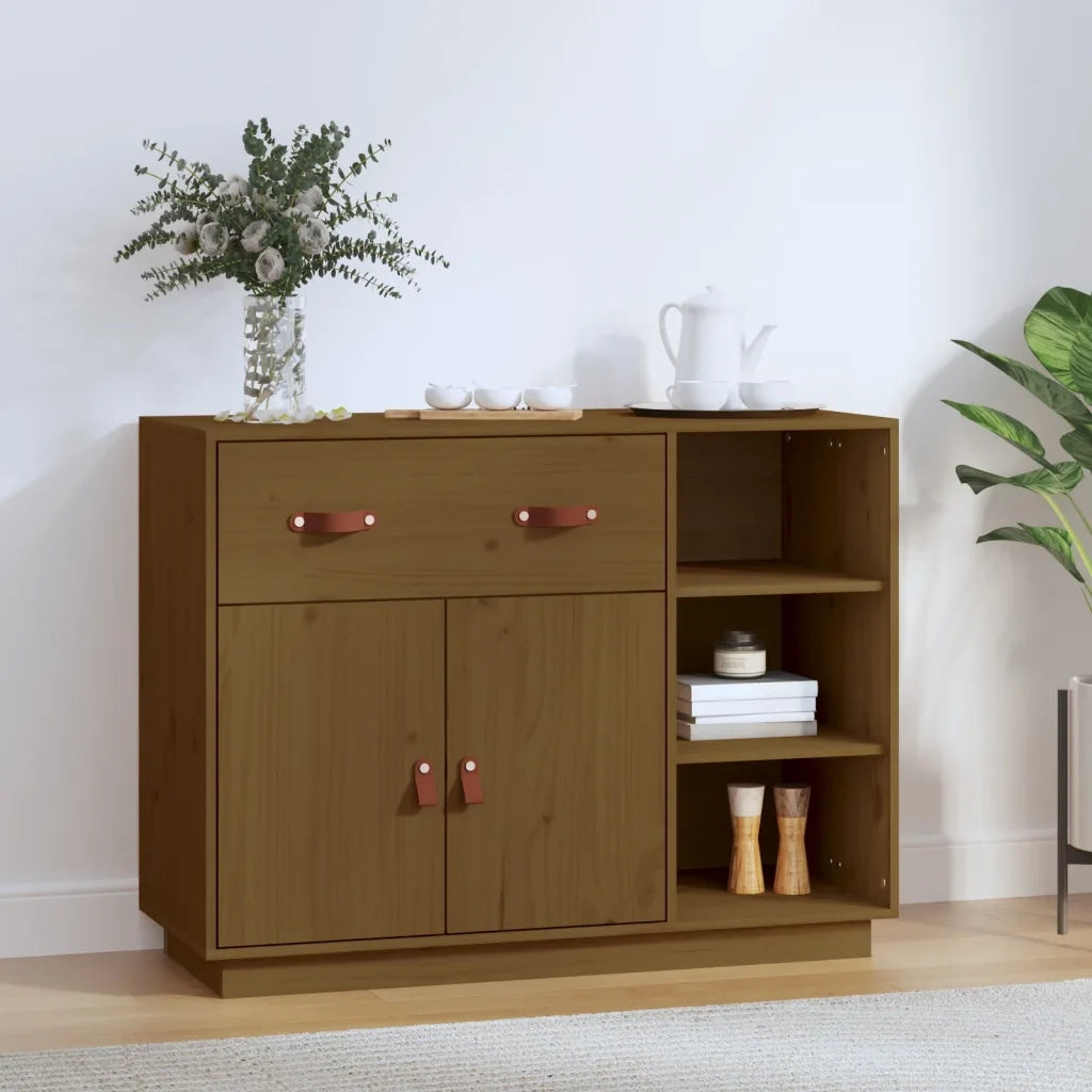 Credenza Marrone Ambra 98,5x40x75 cm in Legno Massello di Pino 820140
