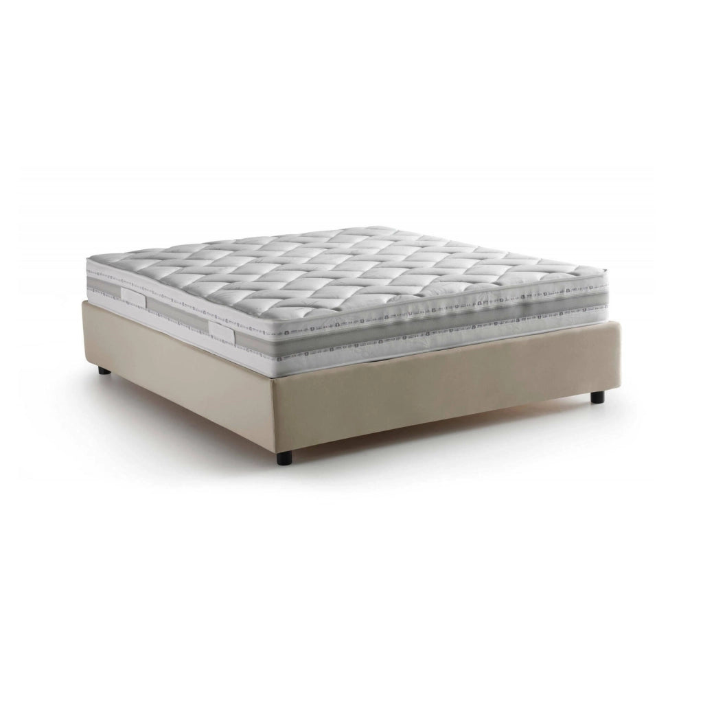 Letto Matrimoniale Alessander, Letto Matrimoniale Materasso Incluso Made in Italy, Beige
