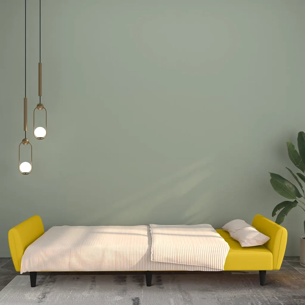 Divano letto | Sof¨¤ letto | Letto singolo a 2 Posti Giallo in Velluto