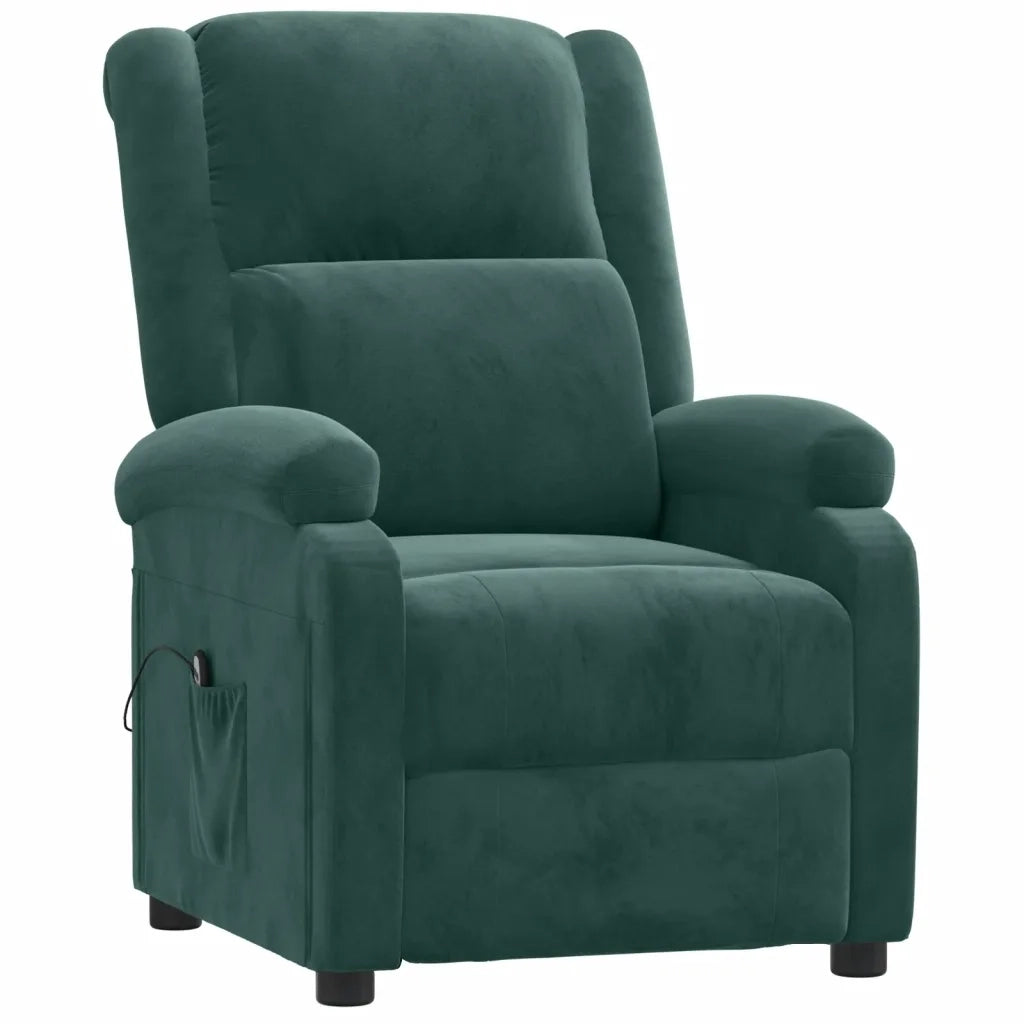 Poltrona Elettrica Reclinabile in Velluto Verde Scuro cod mxl 10068