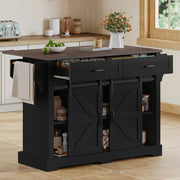 Isola cucina su ruote con piano ribaltabile 120x45(70)x91 cm; MDF; nero