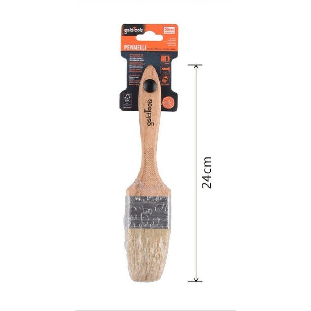 Trade Shop - Pennello Piatto 24 Cm Manico In Legno Setole Morbide Per Pittura Vernice 90205 -