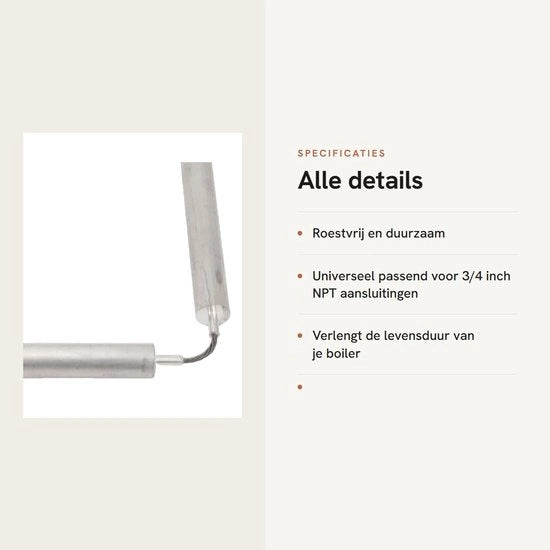 Anodo a Magnesio per Prolungare la Vita - Flessibile - Adatta a Tutti i Modelli - Facile da Installare - Compatibile con 3/4 pollici NPT - Utilizzabile per Caldaie Idromassaggio - Maniglia di Ricambio