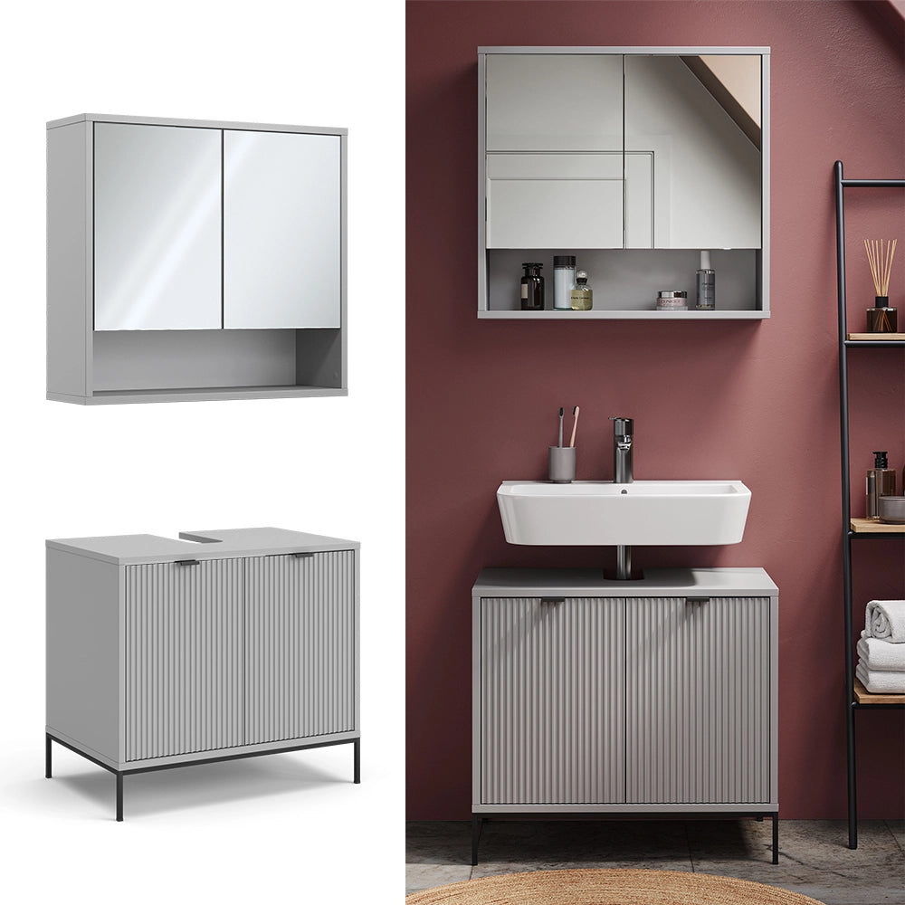 Vicco Set di mobili da bagno Grigio 2 parti