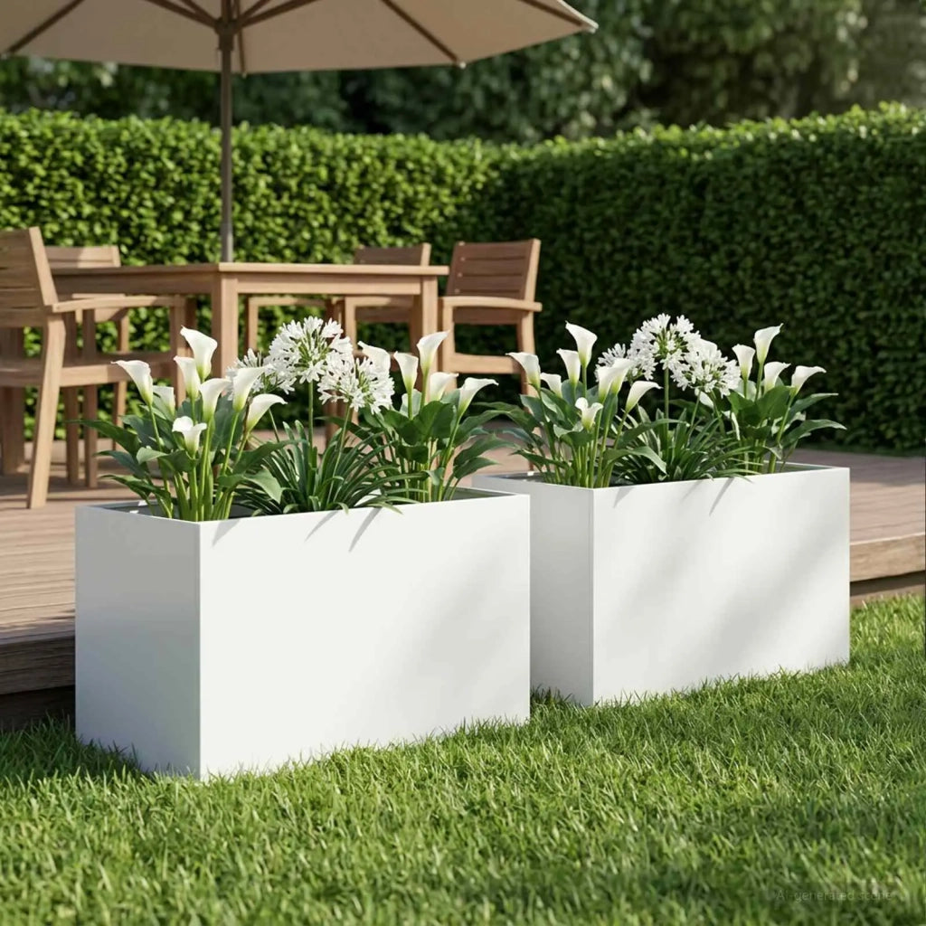 Vaso da giardino 2 pz Bianco 50 x 40 x 40 cm 8005641