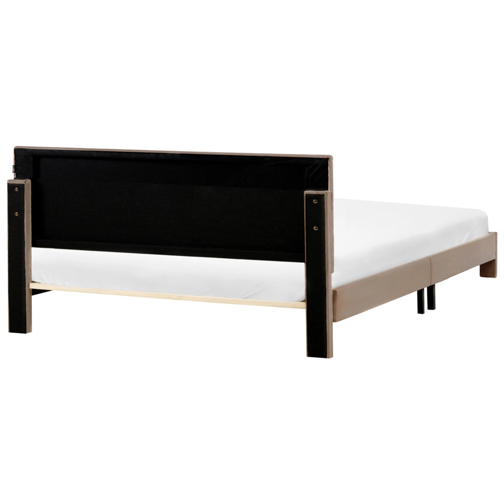 Letto matrimoniale 180 x 200 cm Bianco Sporco Rivestimento in velluto 4ft con cassetti Testiera Base a doghe Moderno