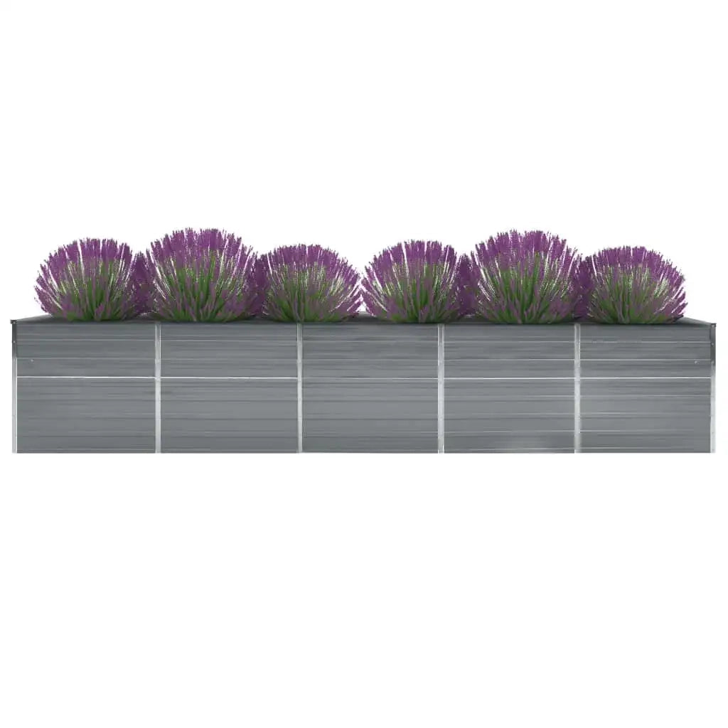 Fioriere | Cassetta per fiori | Letto Rialzato in Acciaio Zincato 400x80x45 cm Grigio