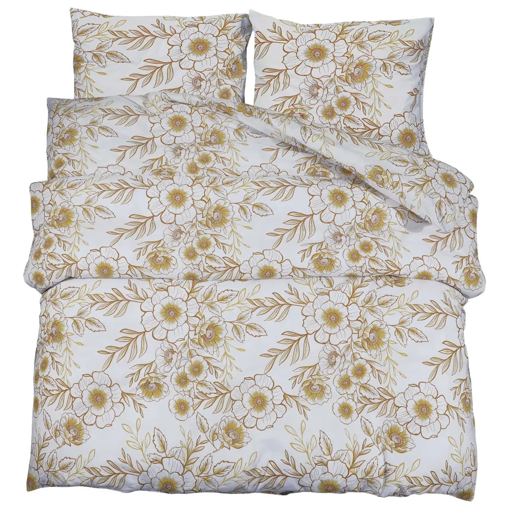 Set Copripiumino Bianco e Marrone 200x200 cm in Cotone 136414