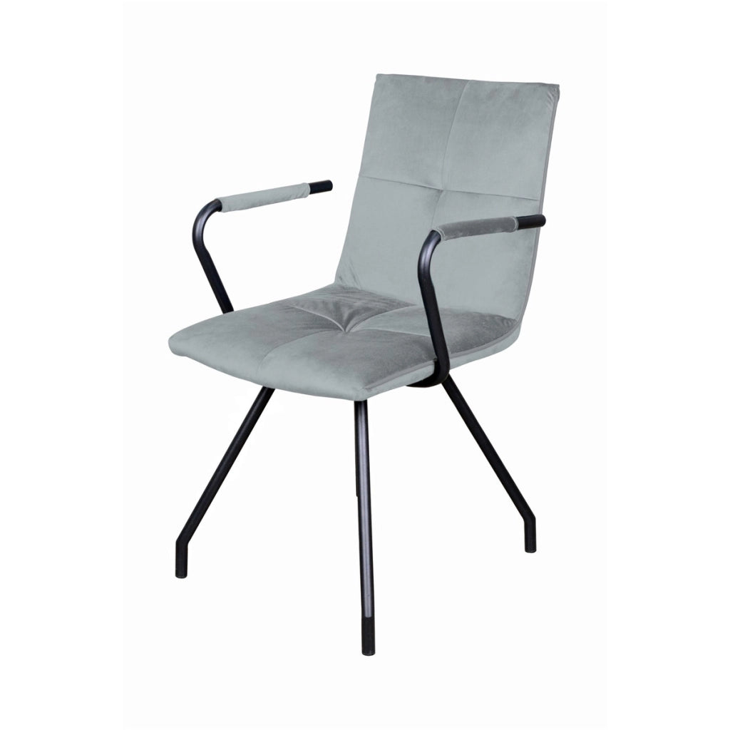 Set 2 Sedie Eaden in Velluto Grigio con Braccioli