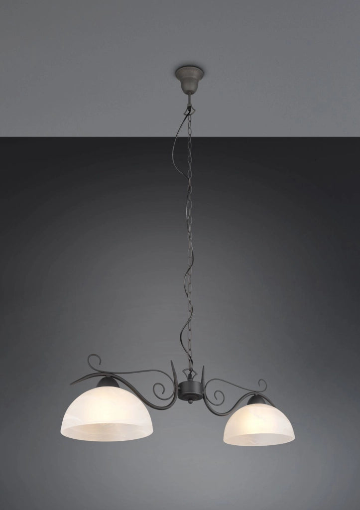 COUNTRY SOSPENSIONE BILACIERE 2 LUCI ATTACCO E27 82CM