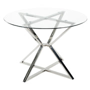 Tavolo da pranzo in vetro temperato trasparente argentato ⌀ 105 cm gambe in metallo elegante moderno