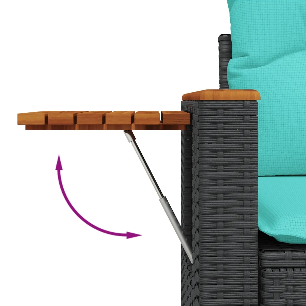 Divano da giardino con cuscini 2 posti nero in polyrattan