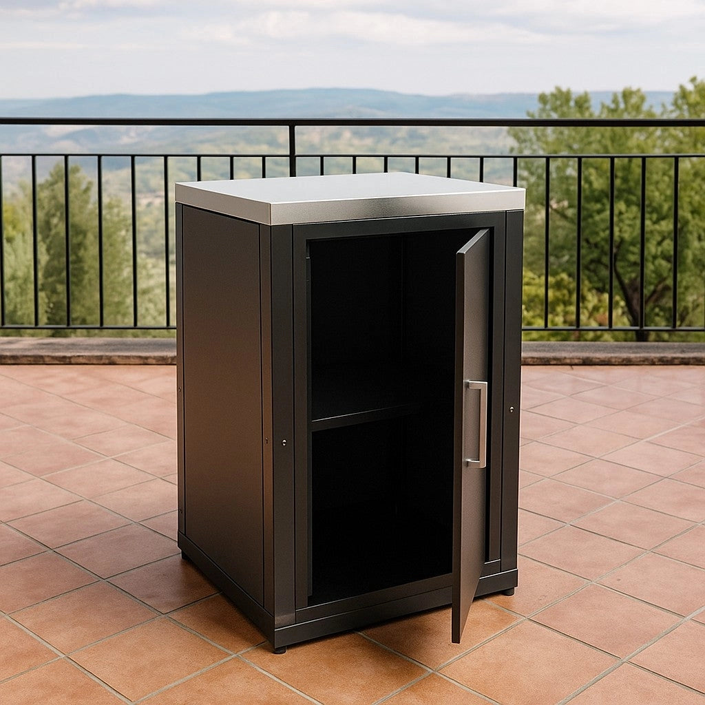 Modulo piano con anta e mensola centrale – Sistema Cucina Outdoor Componibile 60,7x60,7 h.94cm