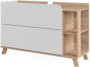 Mobiletto per lavabo Karen, Sonoma/Bianco, 100 x 65 cm con 2 cassetti, per montaggio sotto il lavabo con apertura per sifone