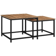 TAVOLINI Set da 2 pezzi 60x60/54x54 cm Effetto legno e acciaio nero
