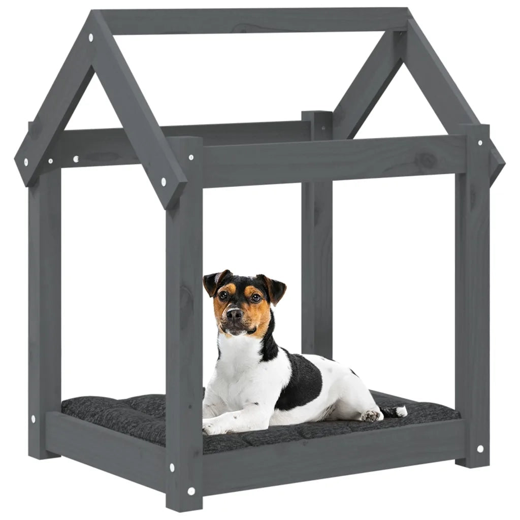 Cuccia per Cani Grigia 61x50x70  cm in Legno Massello di Pino 822199
