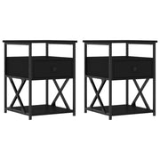 Set di 2 Comodini | Armadio da Notte | Mobiletto da notte Neri 40x42x55 cm in Legno Multistrato
