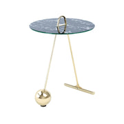 Tavolino di design Pendulum in oro e vetro effetto marmo nero