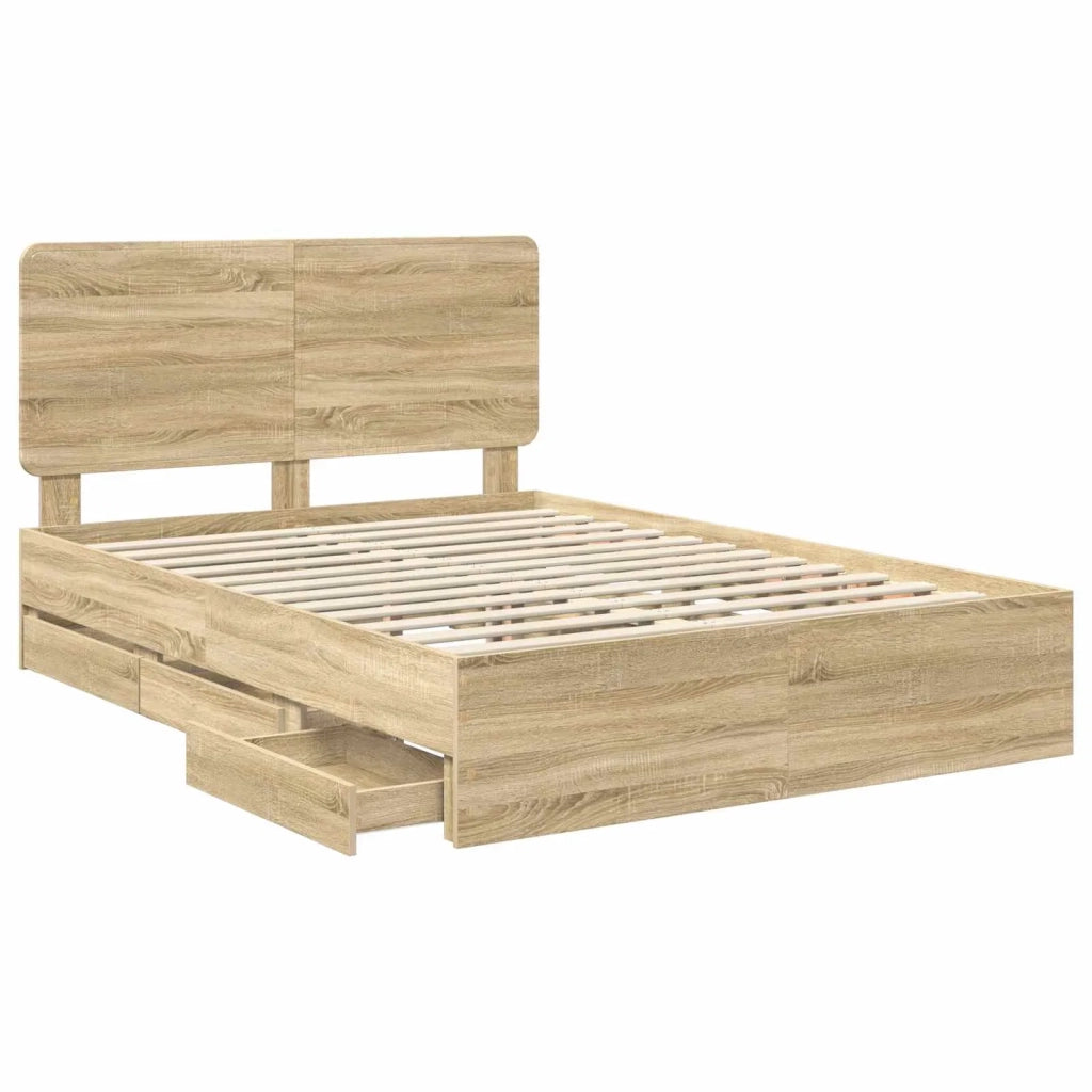 Struttura del letto con cassetto Rovere Sonoma 140 x 190 cm 3412597