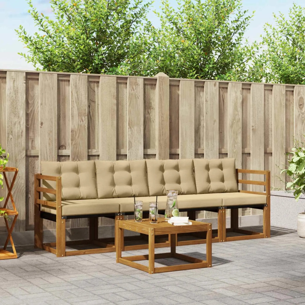 Set di divani da esterno con cuscino 5 pcs Naturale e Beige