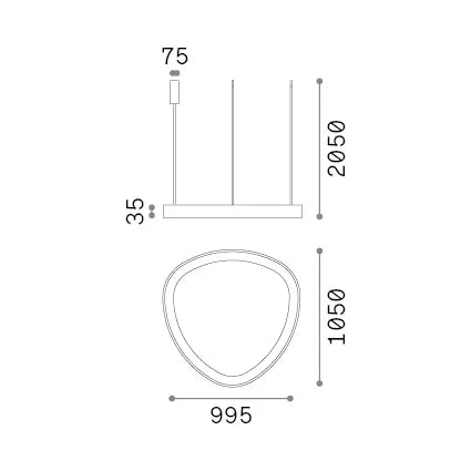 Lampada A Sospensione Gemini 1 Luce Led Integrato Ottone 78W 9100Lm 4000K