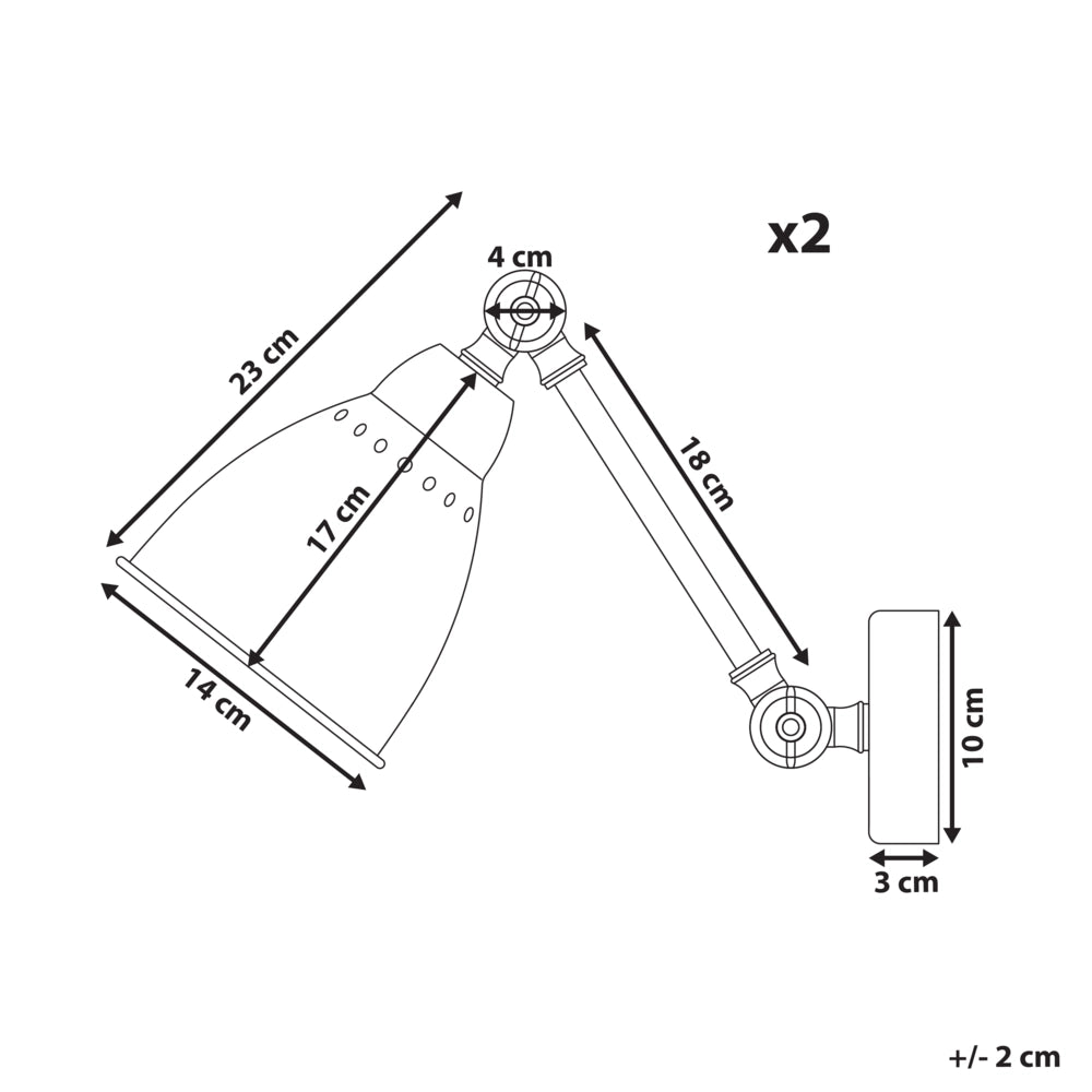 Set 2 Lampade da Parete applique In Metallo Bianco Orientabile Luce Di Posizione Forcellone Moderno