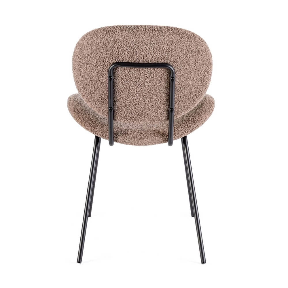 Set di 2 Sedie Imbottite in Tessuto Bouclé con Gambe in Acciaio - VIOLET