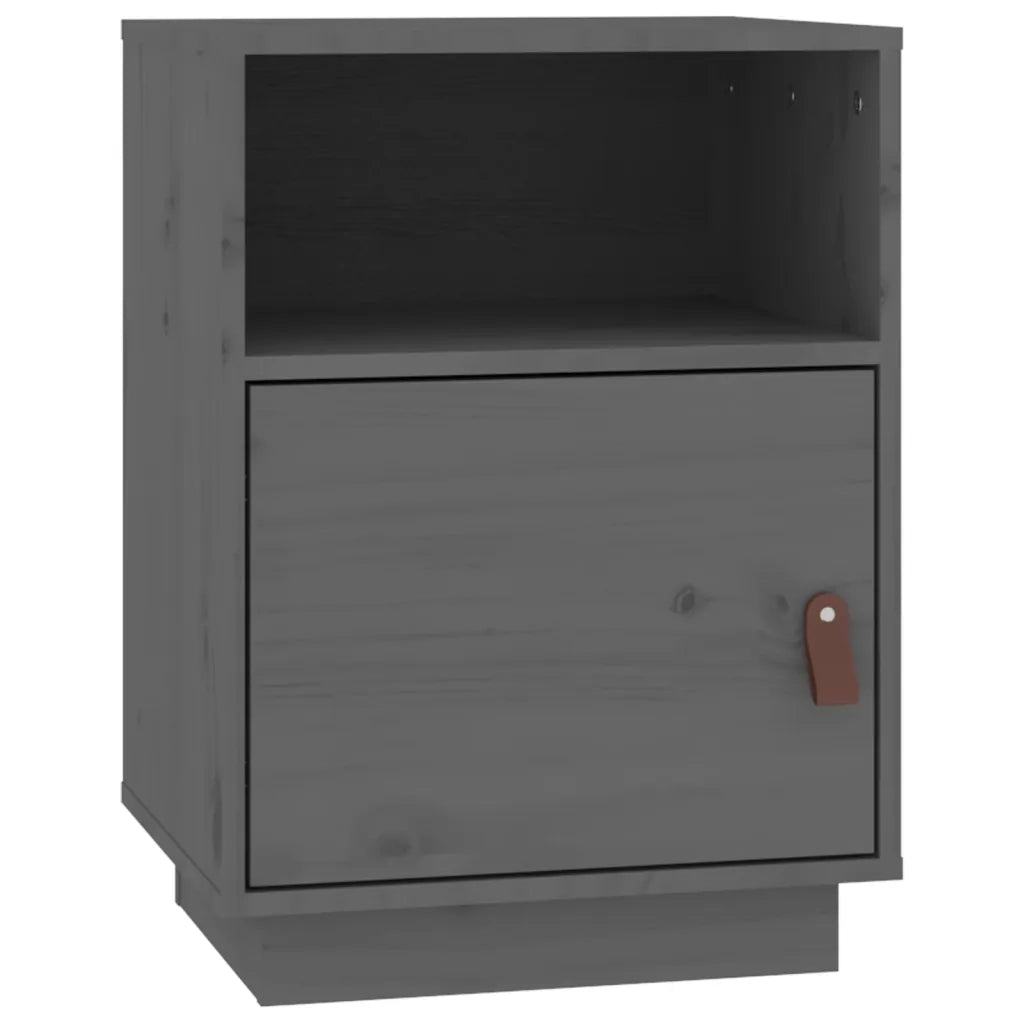Comodini Grigi 2 pz 40x34x55 cm in Legno Massello di Pino 818320