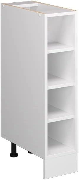 Base a ripiani R-Line, Bianco, 40 cm con ripiani aperti, senza piano di lavoro, per conservazione laterale e accesso rapido