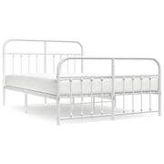 Letto matrimoniale | Letto per adulti | Giroletto con Testiera e Pediera Metallo Bianco 150x200 cm