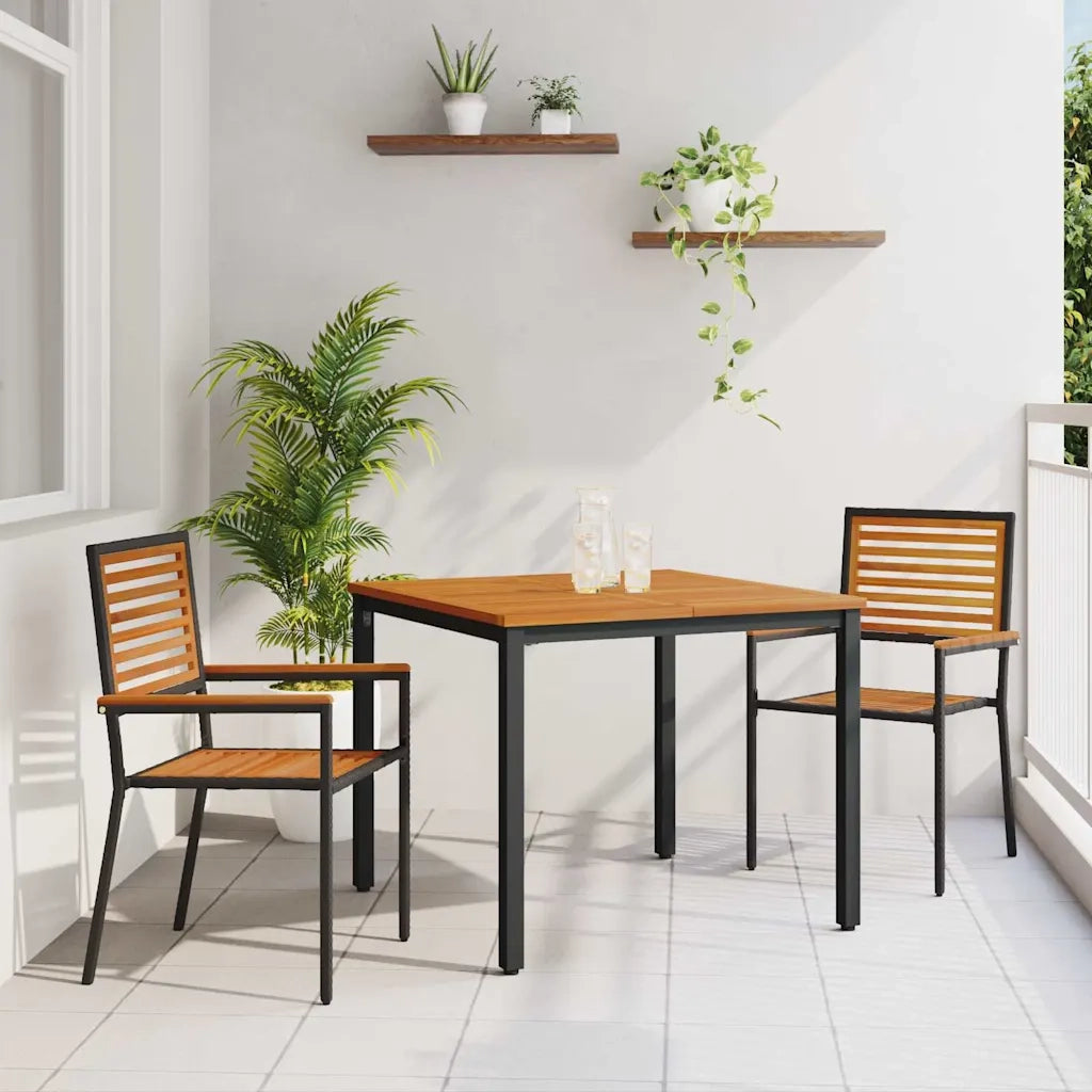 Set da Pranzo per Giardino 3 pcs Nero e Marrone polyrattan