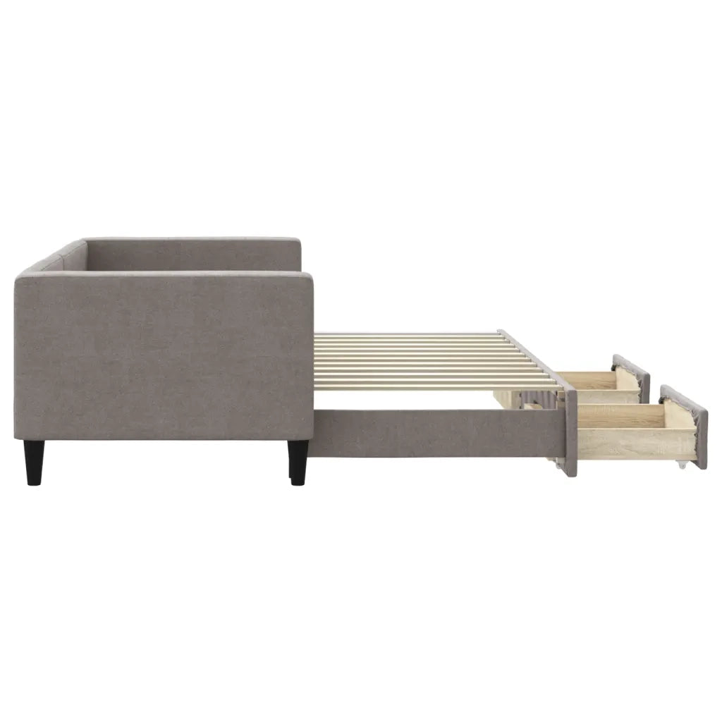 Divano Letto Estraibile con Cassetti Tortora 80x200 cm Tessuto