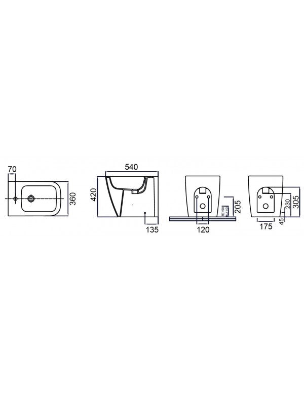 Bidet da appoggio BTW LEGEND 35,5x52x40cm