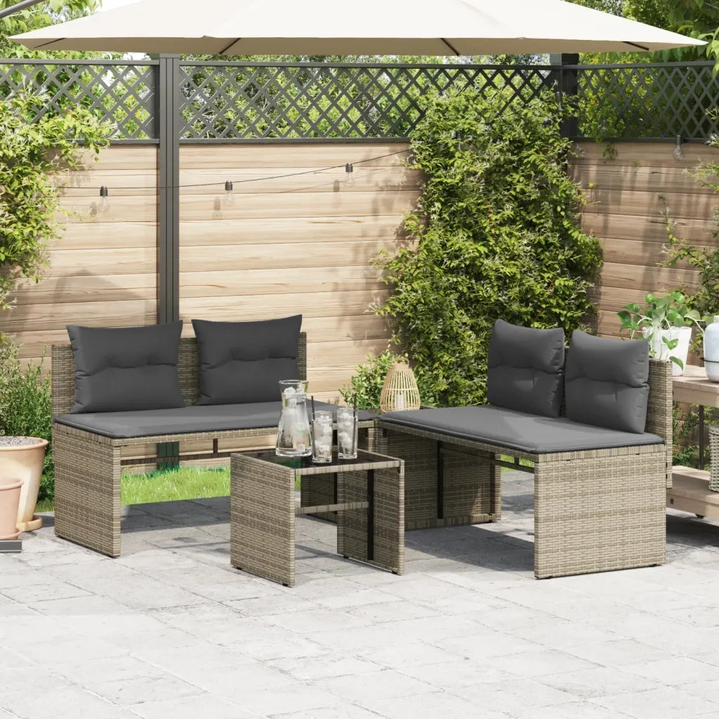 Set Divani da Giardino 4 pz | Set Salotto da Giardino con Cuscini in Polyrattan Grigio