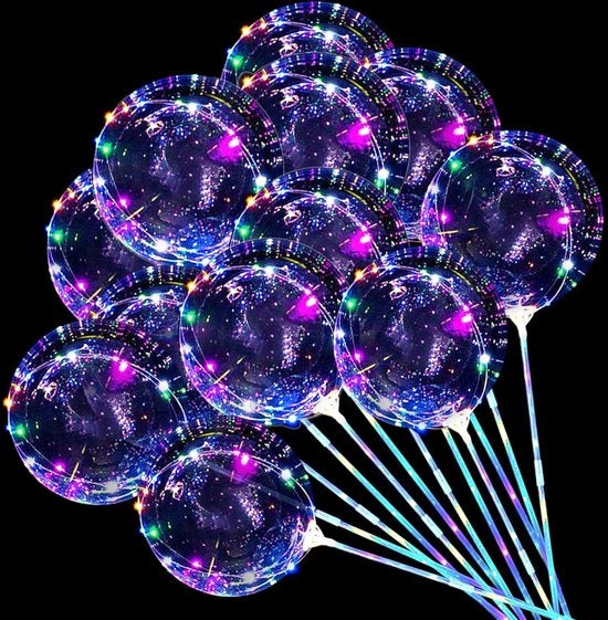 Balloon luminosi - 12 pezzi - 40 cm - trasparente - con steli LED - palloncini LED - decorazione per matrimoni e compleanni.