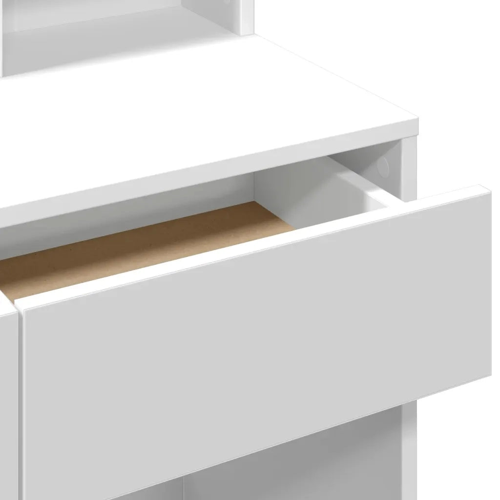 Toeletta con Specchio-Tavolo da Vanit¨¤ Bianco 80x41x144,5 cm